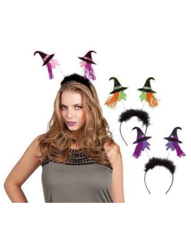 Diadema strega 3 colori assortiti - di alta qualità, ideale per carnevale, feste a tema ed eventi speciali.